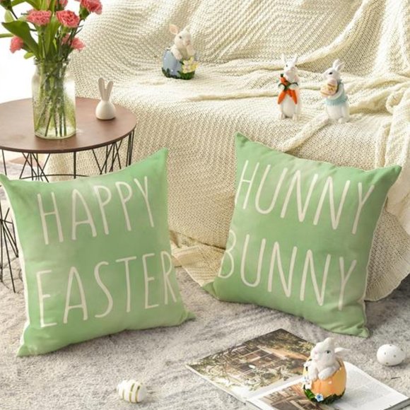 Easter Decorative Throw Pillow Covers Cottage Spring Decor Bunny Accent Cases - Picture 5 of 7